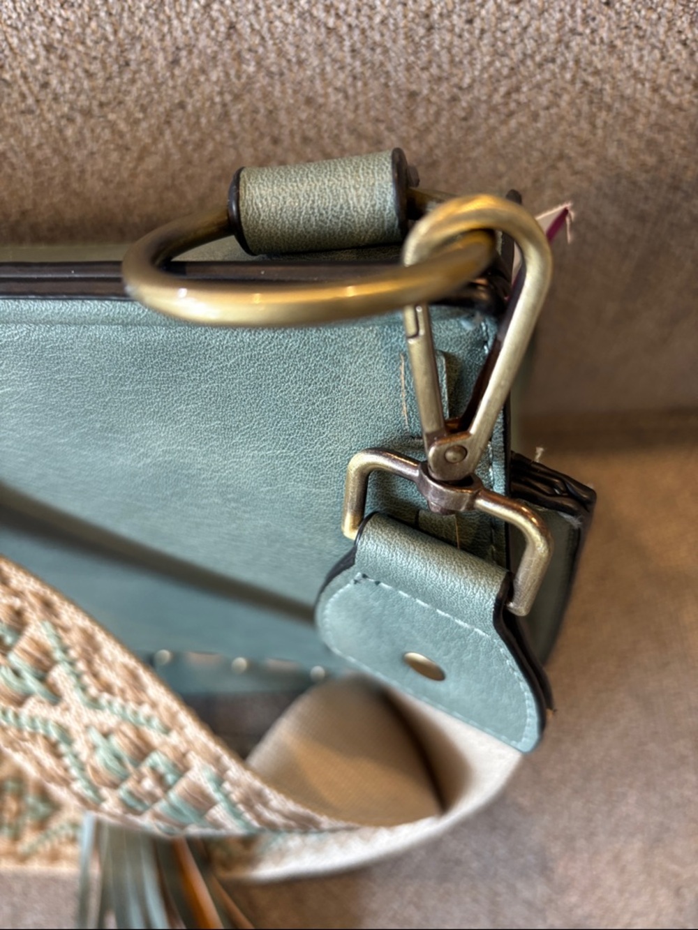 Jen & CoTeal Crossbody Shoulder Bag with Woven Strap and Tassel - Picture 2 of 12